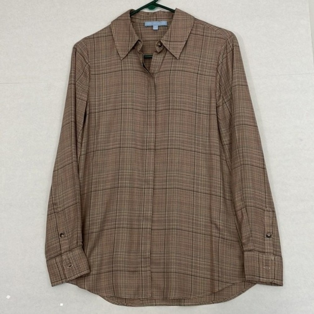 Antonio Melani Tunic Top, Viscose, Multicolor Plaid, Hidden Buttons, Small